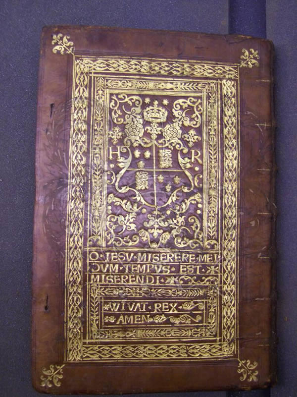 MS 136, binding of MS and printed book, gift to Henry VIII by Wouter Deleen