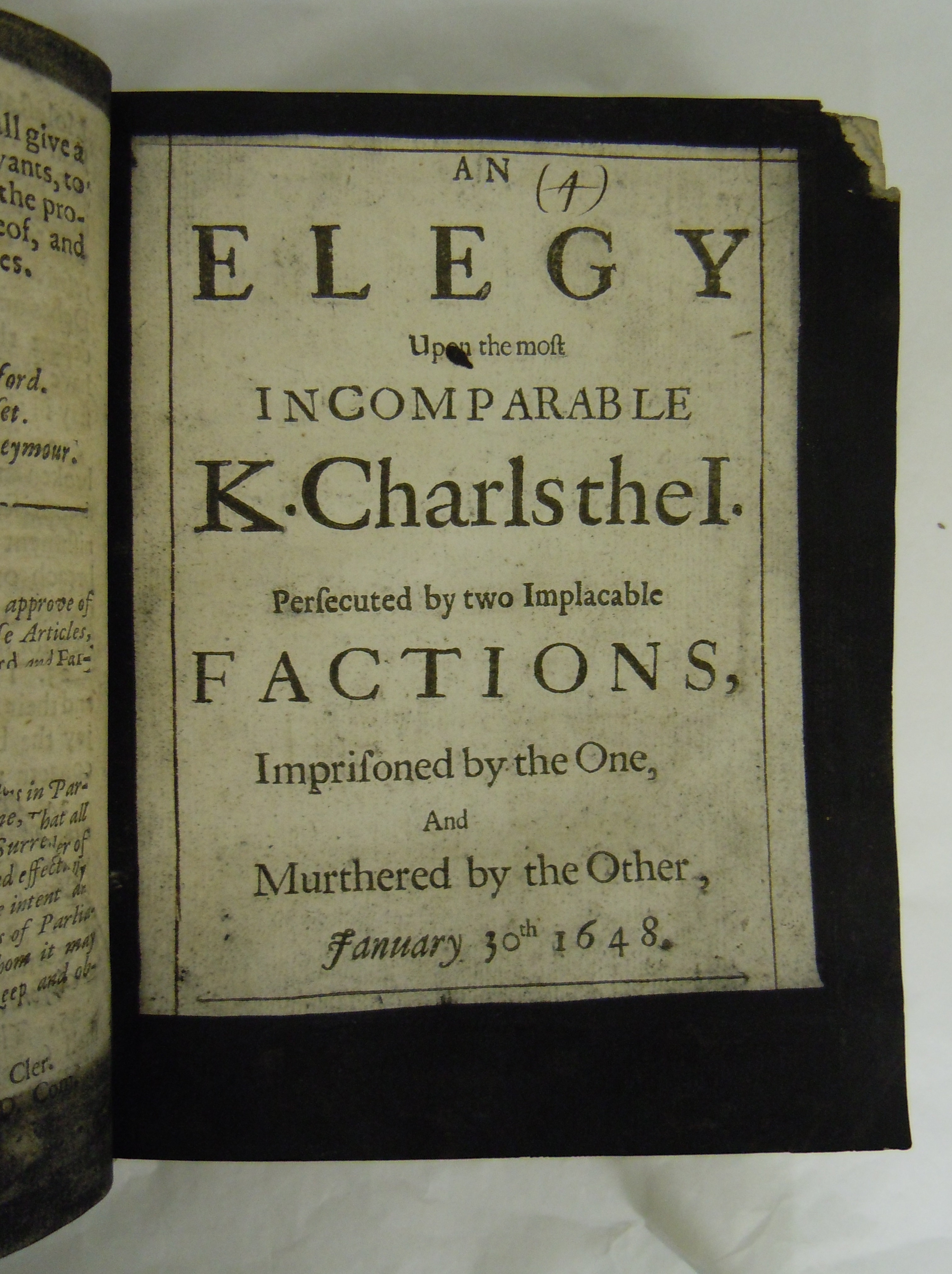 BT1.134.19(4), title page, Henry King鈥檚 An elegy upon the most incomparable K. Charls the I (1661)