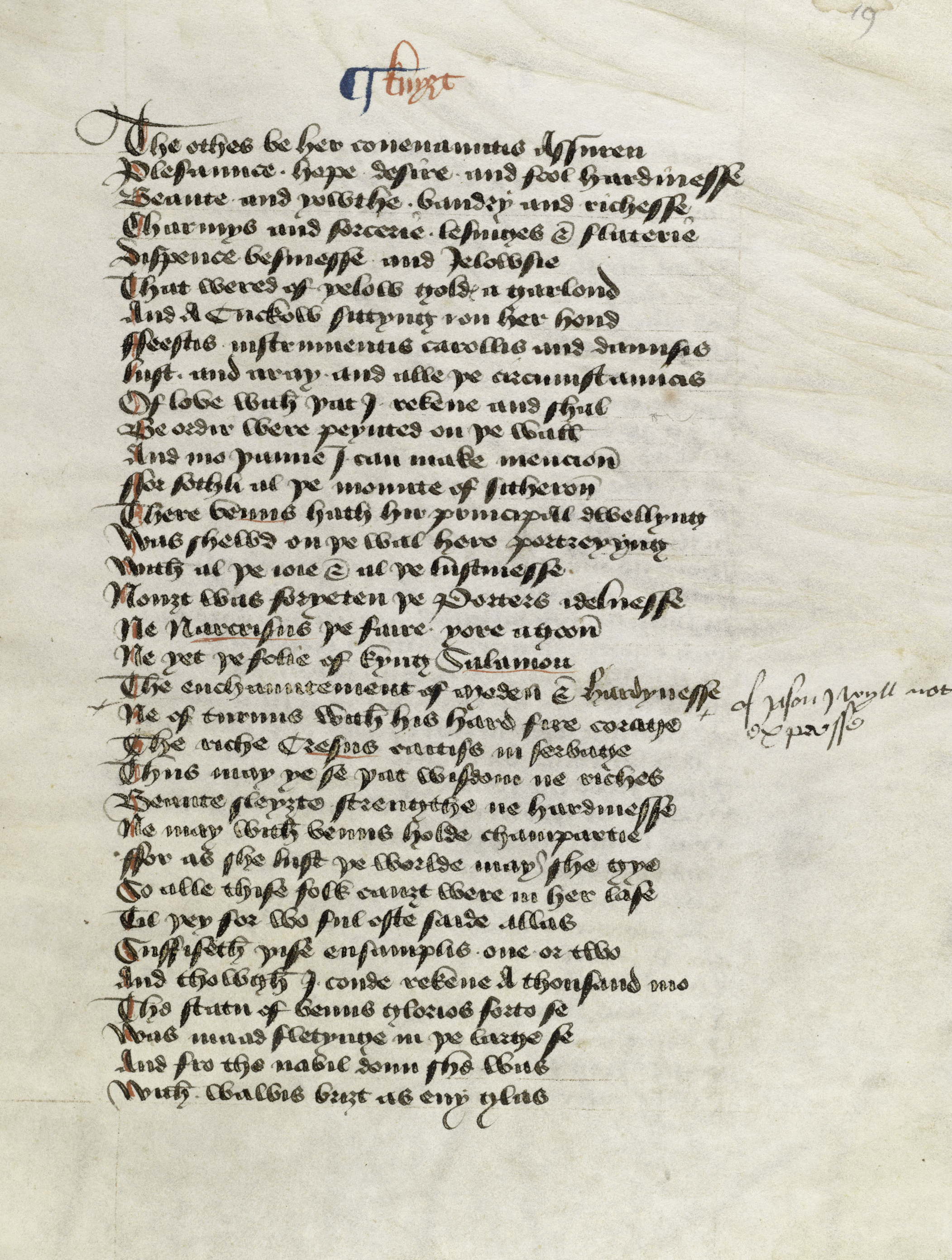 MS 314, f. 19r, Geoffrey Chaucer鈥檚 Canterbury Tales, 15thC