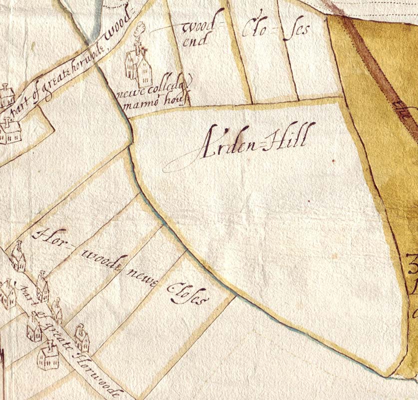 NCA 4507, Richard Sargeant's map of Great Horwood [detail], 1612