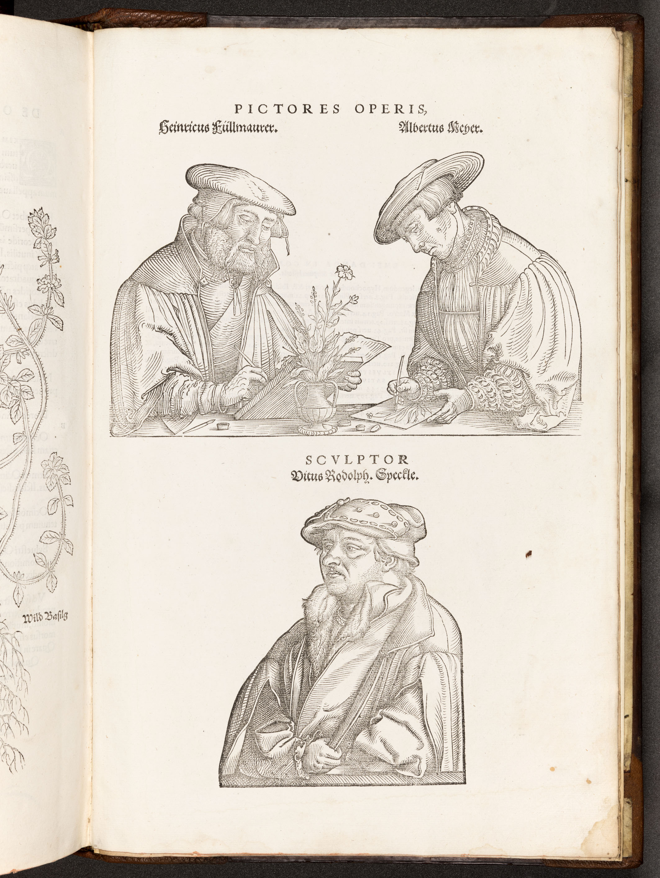 BT3.267.5, Leonhart Fuchs鈥檚 De historia stirpium commentarii insignes (1542), illustration of artists and the engraver, opp. p. 896