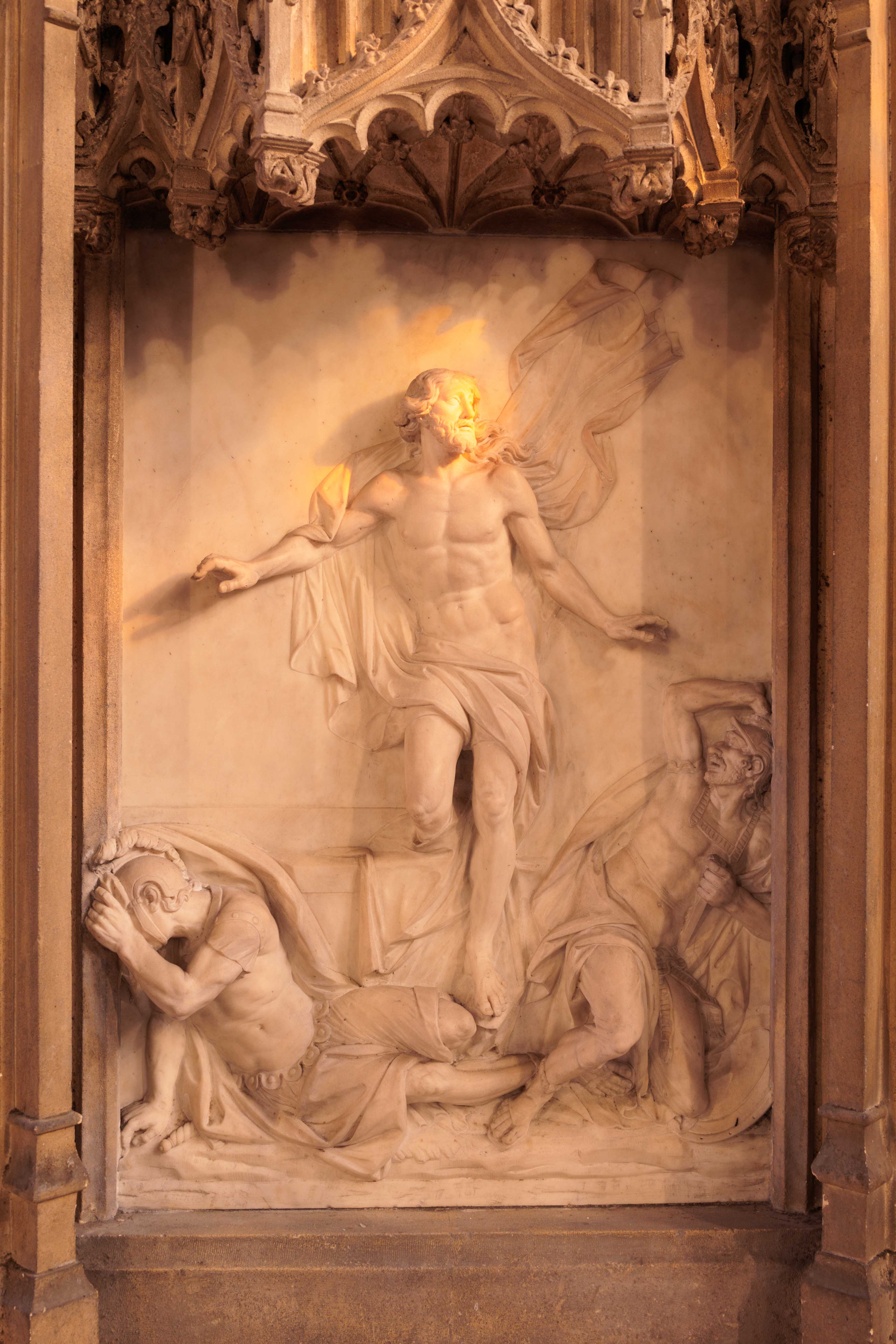 Marble relief of the resurrection by Richard Westmacott